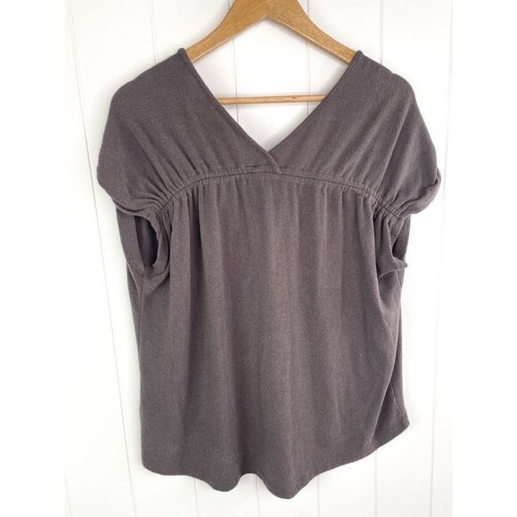 NWOT Pleione Womens V-Neck Short Sleeves Shirred Terry Cloth Textured Top M - Picture 8 of 8